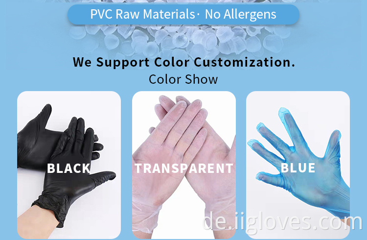 Lebensmittel PVC -Handschuhe Vinyl sauber transparent pulverfreie Vinylhandschuhe